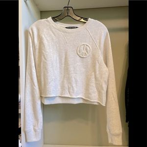 Abercrombie cropped sweatshirt peace sign embroidery